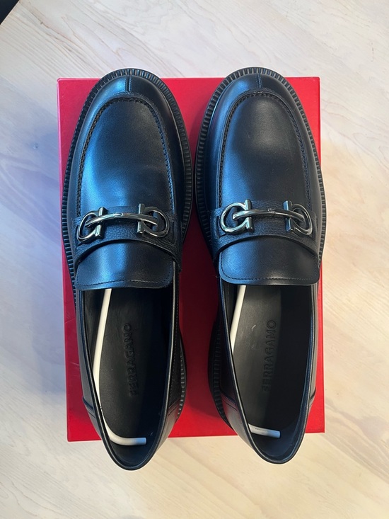 NEW Salvatore Ferragamo Black Leather Galles Shoes Men’s size 10.5 3E (Europe) main image 4